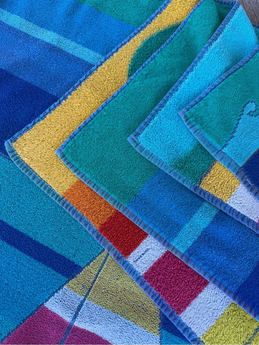 VTG TerriSol Retro Sailboat Oversized Beach Towel Blanket 100% Cotton 54” x 61”